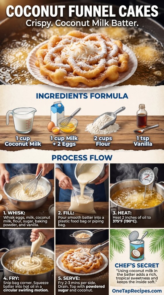 Coconut Funnel Cakes Recipe Card Example